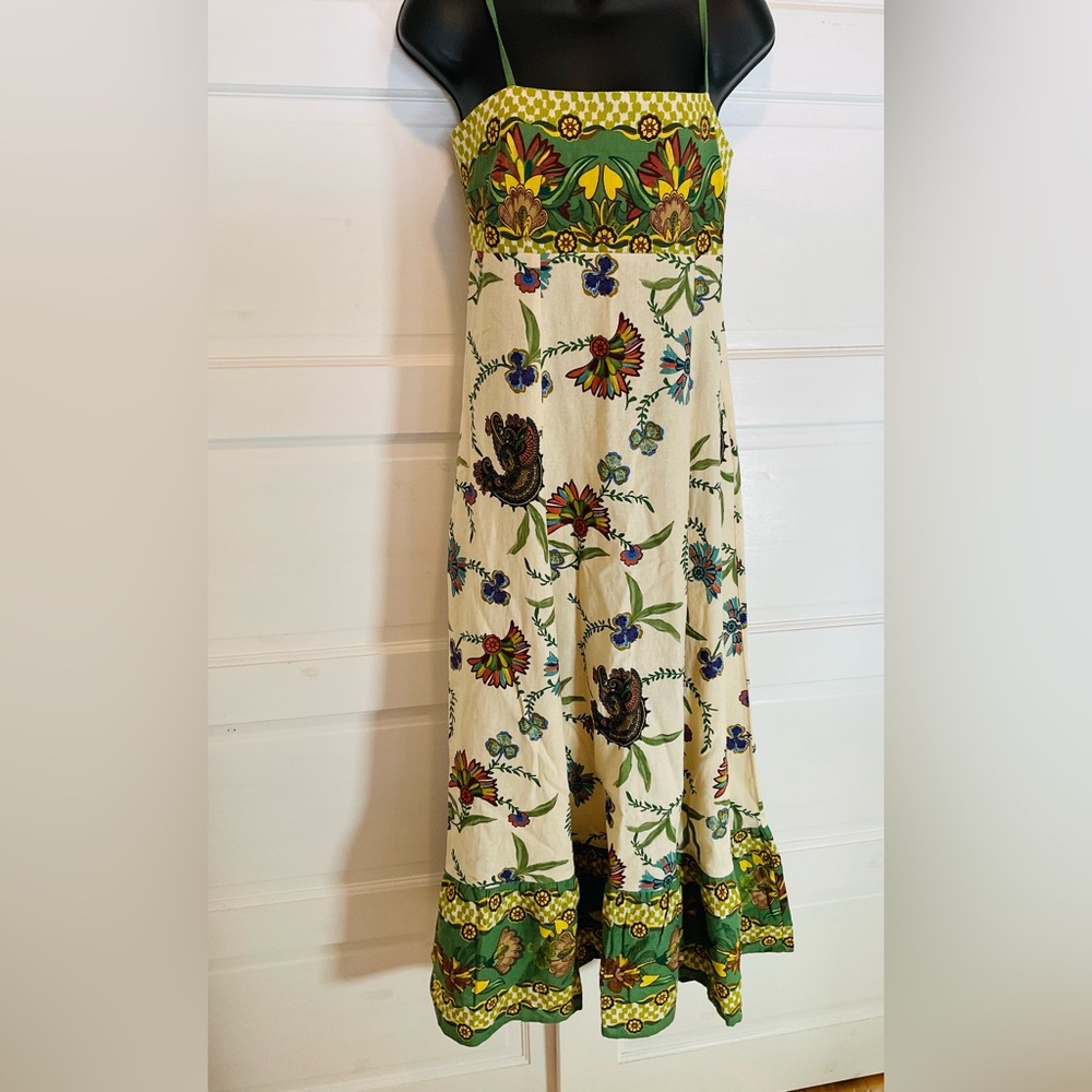 Floral Green and Cream Dress - Picture 2 of 8